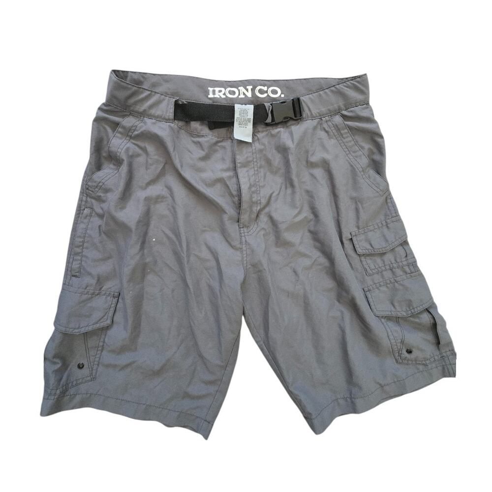 Iron Co Mens Cargo Shorts Gray Belted Utility Hiking Shorts Size 38